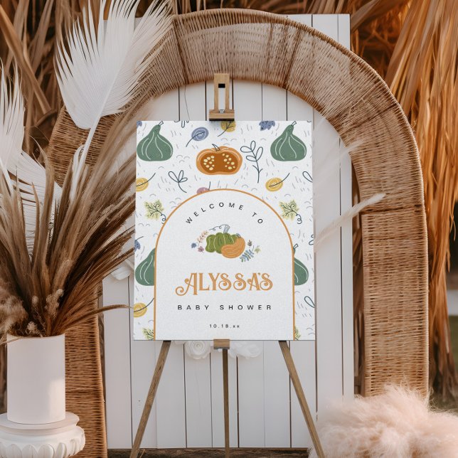 Affiche Citrouille Automne Baby shower de patchs Bienvenue (Créateur téléchargé)