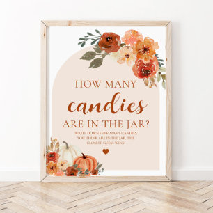 Affiche Citrouille Automne Baby shower Devinez Combien de