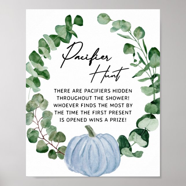 Affiche Citrouille Automne Baby shower garçon Pacifier cha (Devant)