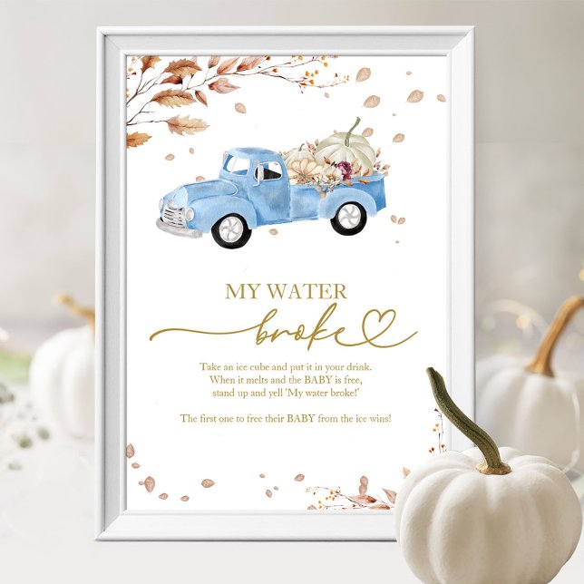 Affiche Citrouille Automne Baby shower My Water Broke Jeu (Créateur téléchargé)