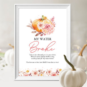 Affiche Citrouille Automne Baby shower My Water Broke Jeu