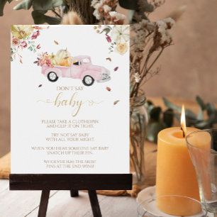 Affiche Citrouille Automne Baby shower Ne pas dire Baby Ga