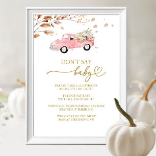 Affiche Citrouille Automne Baby shower Ne pas dire Baby Ga
