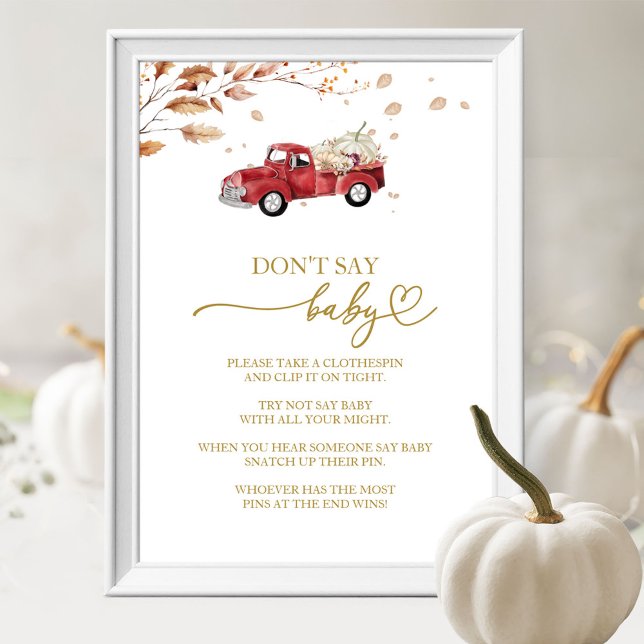 Affiche Citrouille Automne Baby shower Ne pas dire Baby Ga (Créateur téléchargé)