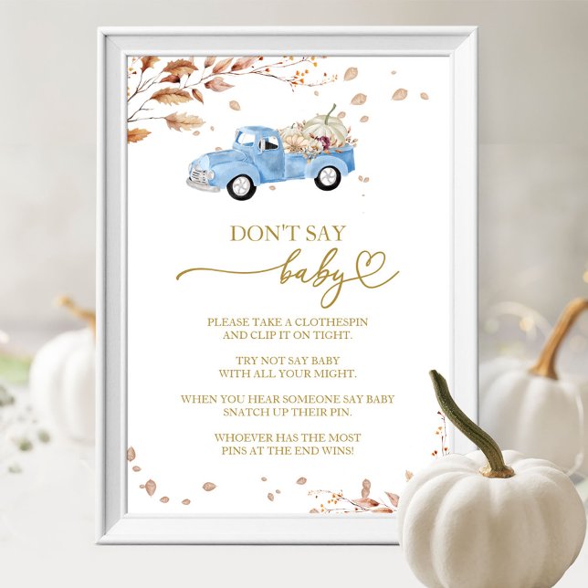 Affiche Citrouille Automne Baby shower Ne pas dire Baby Ga (Créateur téléchargé)