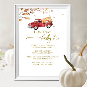 Affiche Citrouille Automne Baby shower Ne pas dire Baby Ga
