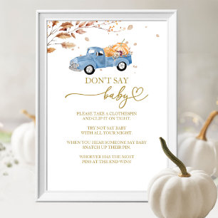 Affiche Citrouille Automne Baby shower Ne pas dire Baby Ga
