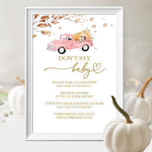 Affiche Citrouille Automne Baby shower Ne pas dire Baby Ga