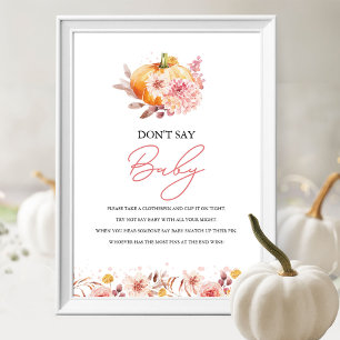 Affiche Citrouille Automne Baby shower Ne pas dire Baby Ga