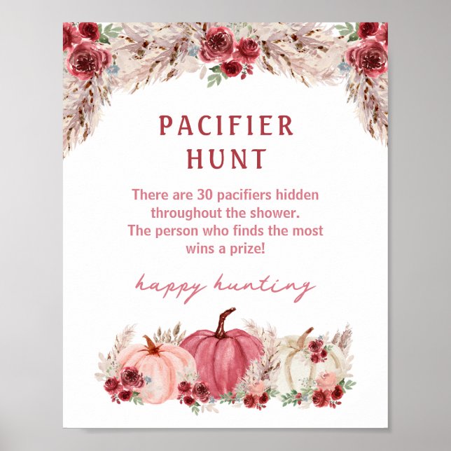 Affiche Citrouille Automne Baby shower Pacifique Chasse Je (Devant)