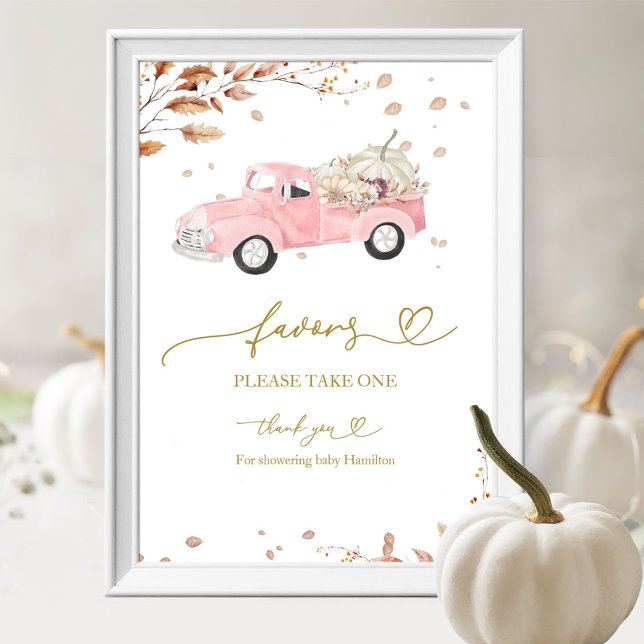 Affiche Citrouille Automne Fille Baby shower Faveur Signer (Créateur téléchargé)