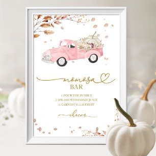 Affiche Citrouille Automne Fille Baby shower MOMosa Bar Si