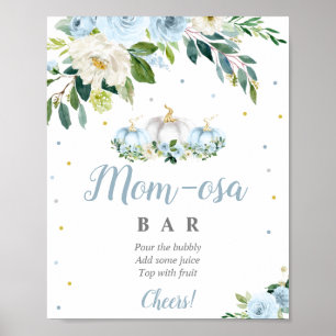 Affiche Citrouille Baby shower Boy Fall Blue Mom-osa Bar S