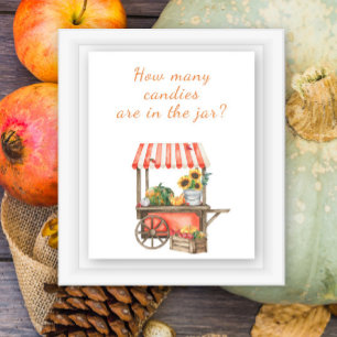 Affiche Citrouille baby shower Devine combien de bonbons d