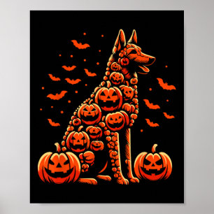 Affiche Citrouille belge malinois Jack-o'-lantern Hallowee