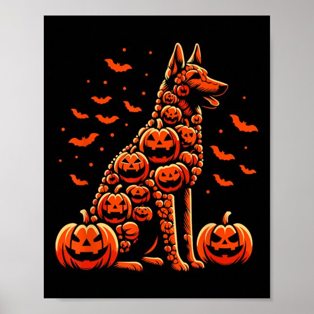 Affiche Citrouille belge malinois Jack-o'-lantern Hallowee (Devant)