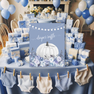 Affiche Citrouille blanc Dusty Blue Baby shower Diaper Raf