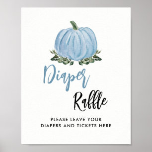 Affiche Citrouille Bleu Automne Baby shower Déchets Signe