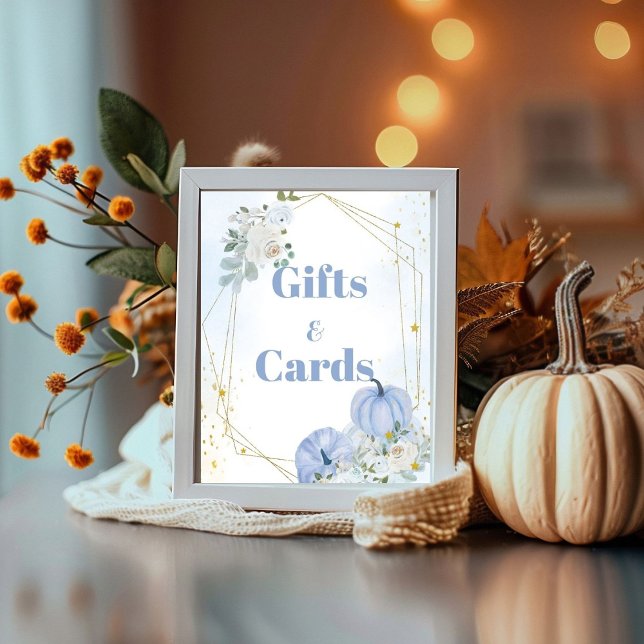 Affiche Citrouille Bleu Automne Baby shower garçon cadeau  (Créateur téléchargé)