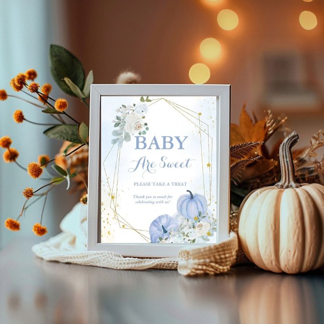 Affiche Citrouille bleu Automne baby shower garçon Favoris (Créateur téléchargé)
