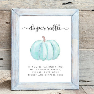Affiche Citrouille bleu Baby shower Déchets Déchets Dépose