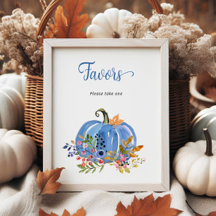 Affiche Citrouille bleu Baby shower garçon Faveurs