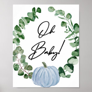 Affiche Citrouille bleu  Baby shower garçon Oh bébé
