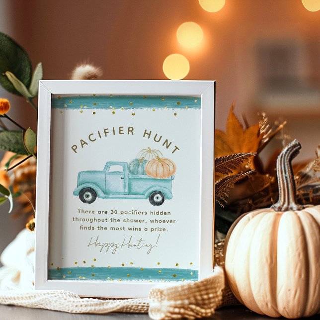 Affiche Citrouille bleu Camion Moderne Automne Baby shower (Créateur téléchargé)