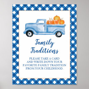 Affiche Citrouille Blue Truck Baby shower Famille Traditio