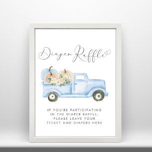 Affiche Citrouille Blue Truck Diaper Raffle Baby Boy Douch