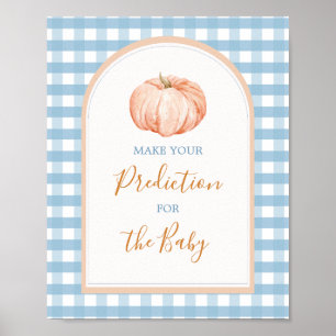 Affiche Citrouille Boho Blue En vichy prédiction pour bébé