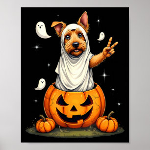 Affiche Citrouille Boo Fantôme Térrier Écossais Chien Hall
