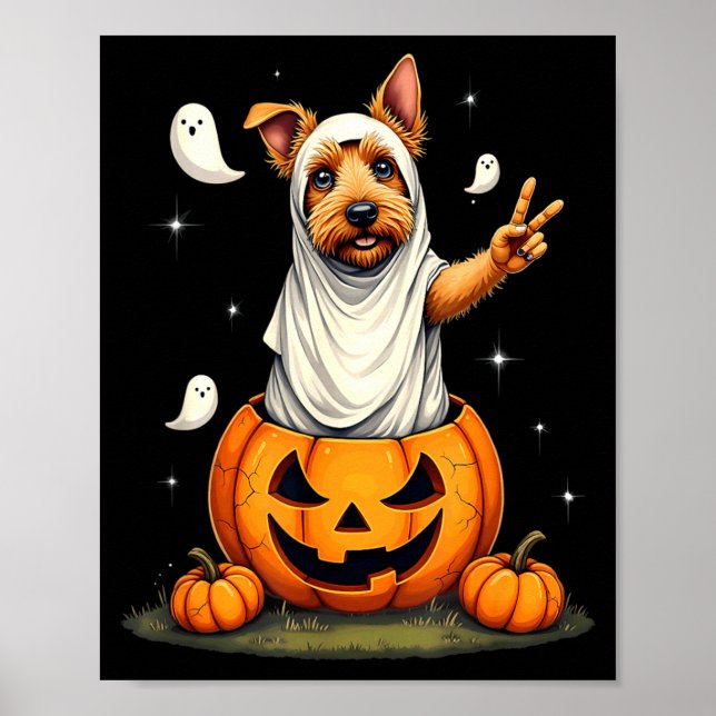 Affiche Citrouille Boo Fantôme Térrier Écossais Chien Hall (Devant)