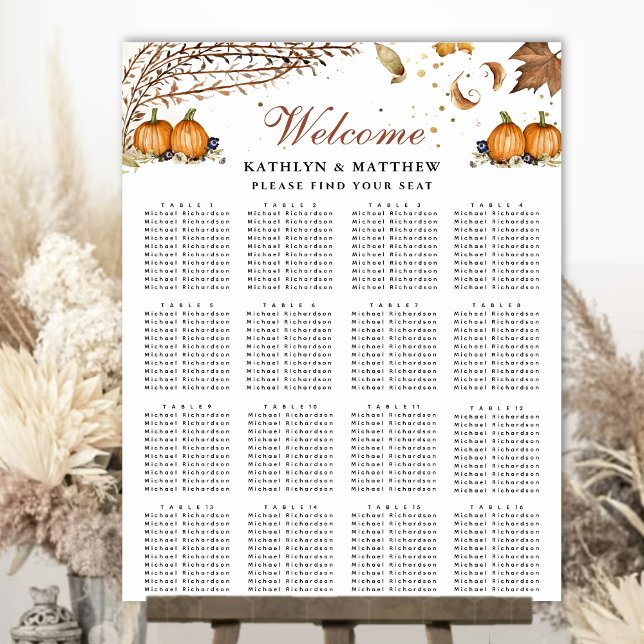 Affiche Citrouille botanique Mariage d'automne 16 Table Si (Créateur téléchargé)
