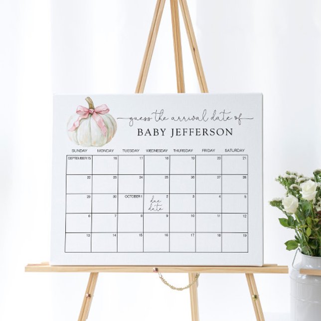 Affiche Citrouille & Bow Baby shower Guides Date d'échéanc (Créateur téléchargé)