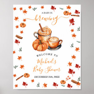 Affiche Citrouille brasserie Baby shower café épice Bienve