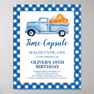 Affiche Citrouille Camion bleu 1er Anniversaire Heure Caps