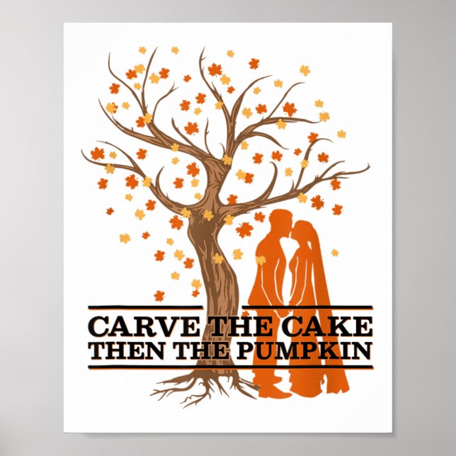 Affiche Citrouille Carver &amp ; Gâteau Mariage Pour Marié (Devant)