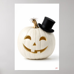 Affiche Citrouille chapeau haut de forme minimaliste