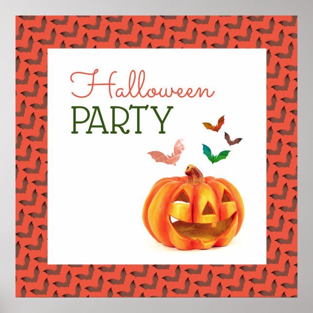 Affiche Citrouille & chauves-souris, Bienvenue à Halloween (Devant)