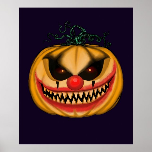 Affiche Citrouille clown malin (Devant)