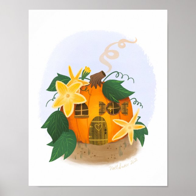 Affiche Citrouille Cottage House Art (Devant)