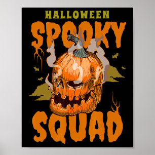 Affiche Citrouille Crâne Halloween Éffrayant Squad Graphis