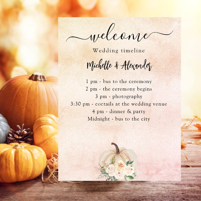 Affiche Citrouille crème blush mariage de automne programm (Créateur téléchargé)
