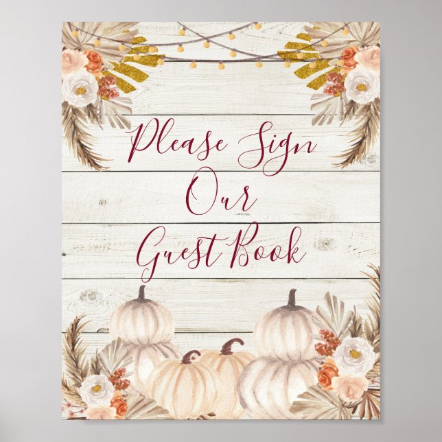 Affiche Citrouille Crème Bois Blanc Veuillez Signer notre  (Devant)