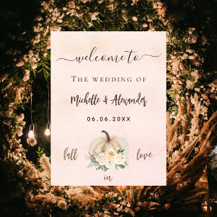 Affiche Citrouille crème fleurs rousses chute mariage bien