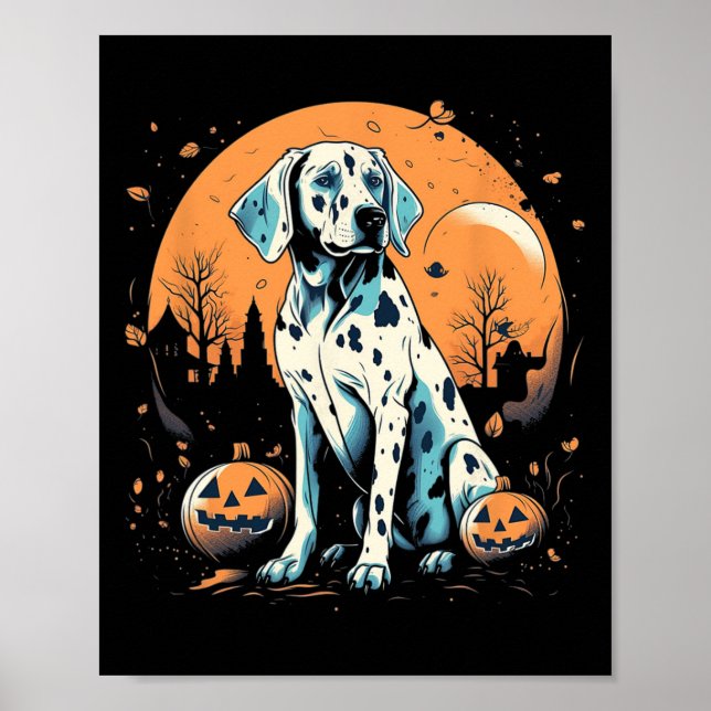 Affiche Citrouille dalmate Halloween Costume Chien Chien C (Devant)