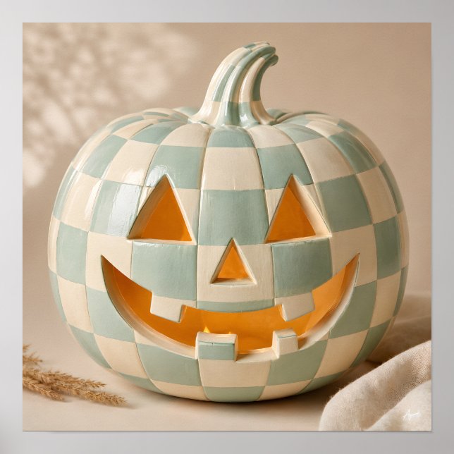 Affiche Citrouille damier pastel (Devant)