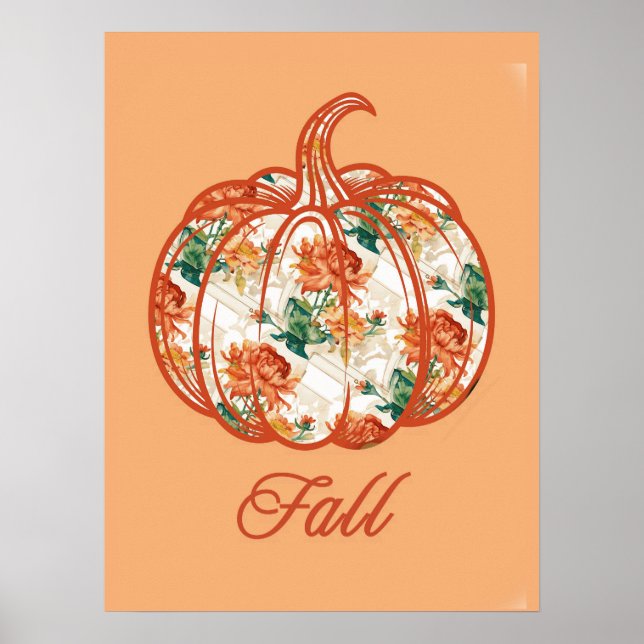 Affiche Citrouille dans un motif de chrysanthème (Devant)