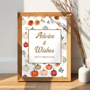 Affiche Citrouille d'automne Baby shower Conseils et souha